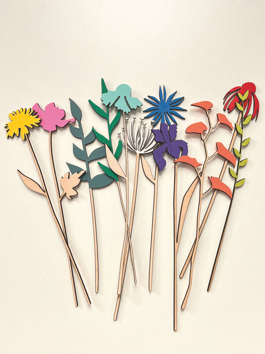 Painted Wooden Flower Stems