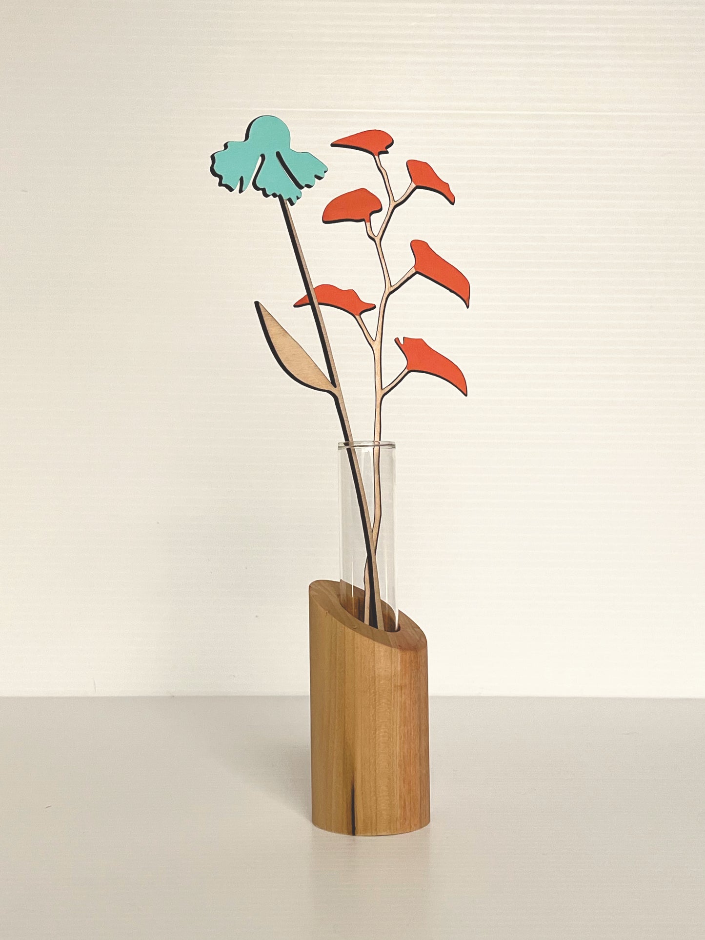 Bud Vase with Wooden Meadow Flower Stems