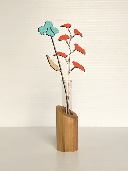 Bud Vase with Wooden Meadow Flower Stems