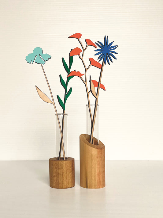 Bud Vase with Wooden Meadow Flower Stems