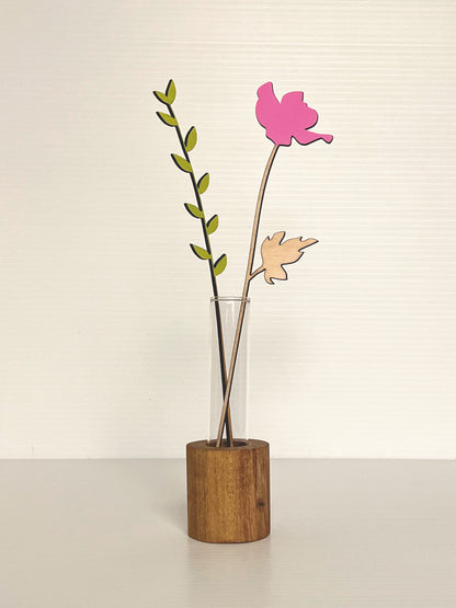 Bud Vase with Wooden Meadow Flower Stems