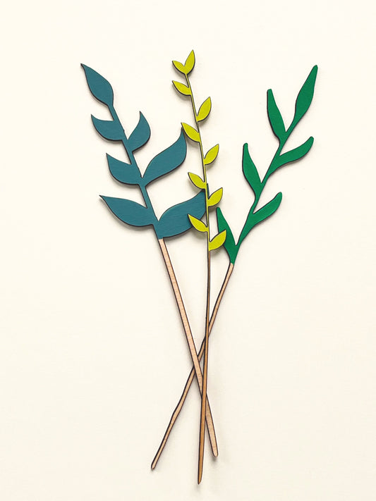 Individual Wooden Meadow Leaf Flower Stems