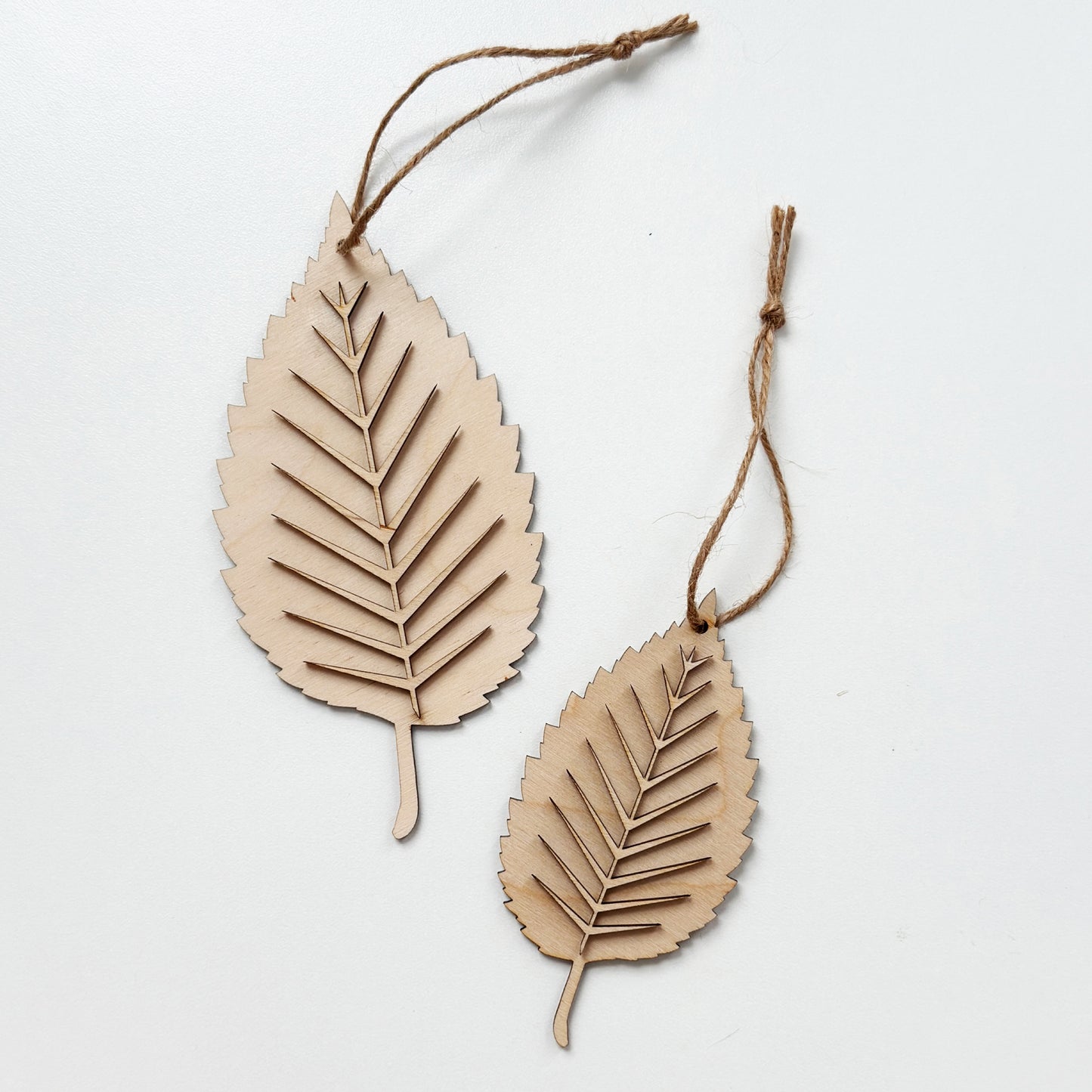 Wooden Leaf Ornament Set