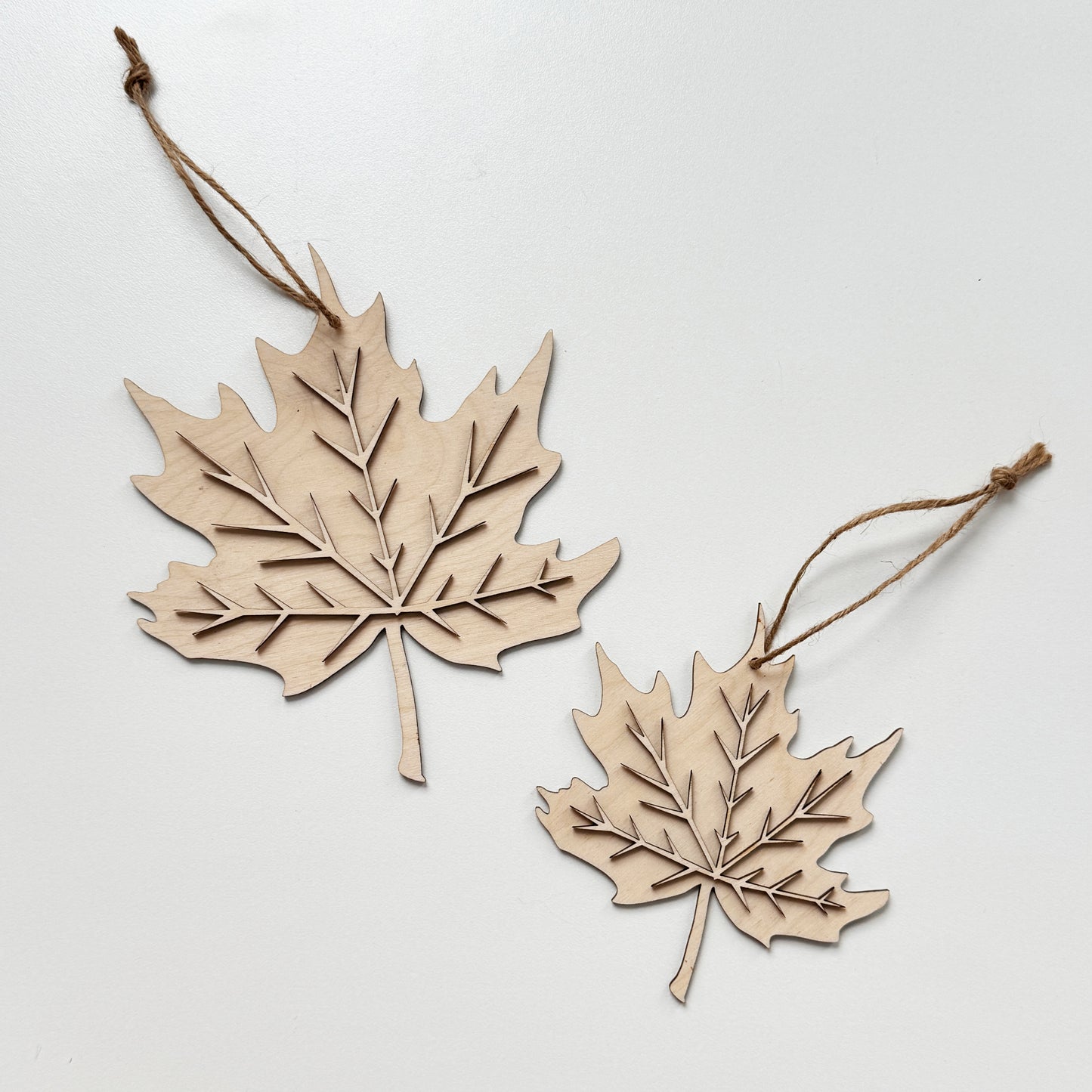 Wooden Leaf Ornament Set