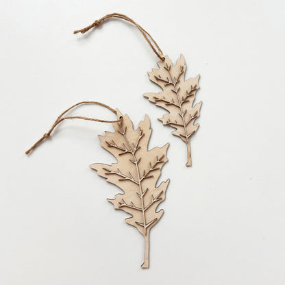 Wooden Leaf Ornament Set